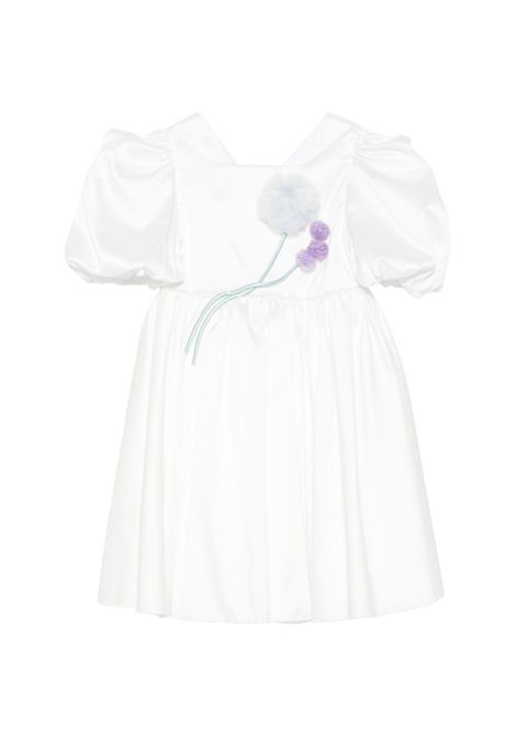 Abito con fiori applicati A' LAPAGE | ISERNIA 26SAGDRE00042CBIANCO